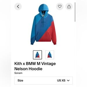 Kith x BMW M Color Block Hoodie in Blue and Red